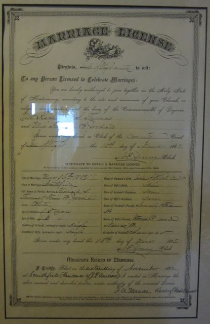 Marriage Certificate of Richard and Frances Thomas